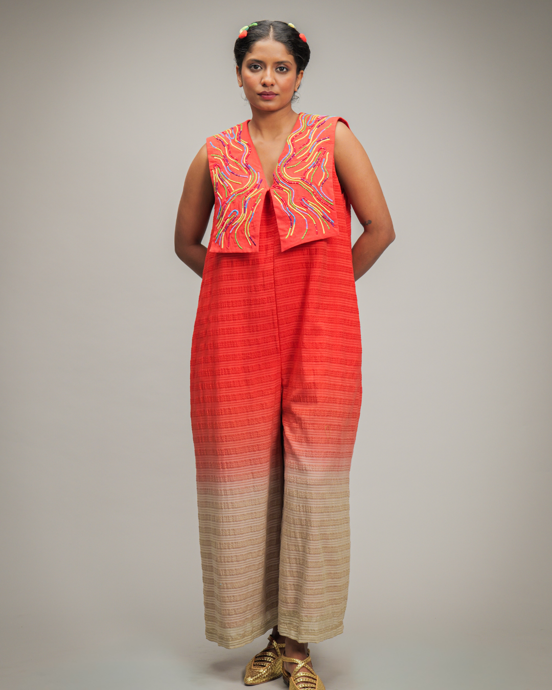Irene Coral Oatmeal Ombre Jumpsuit