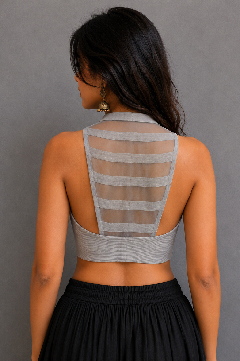 Grey halter neck blouse