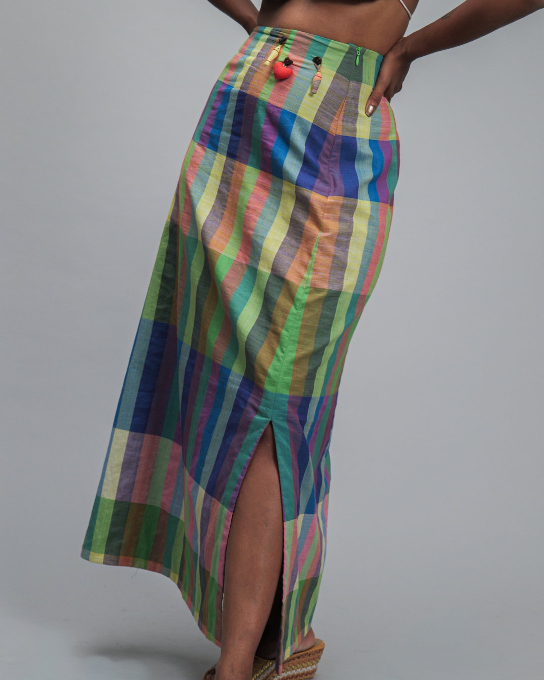 Cecilia Multicolor Check Straight Skirt