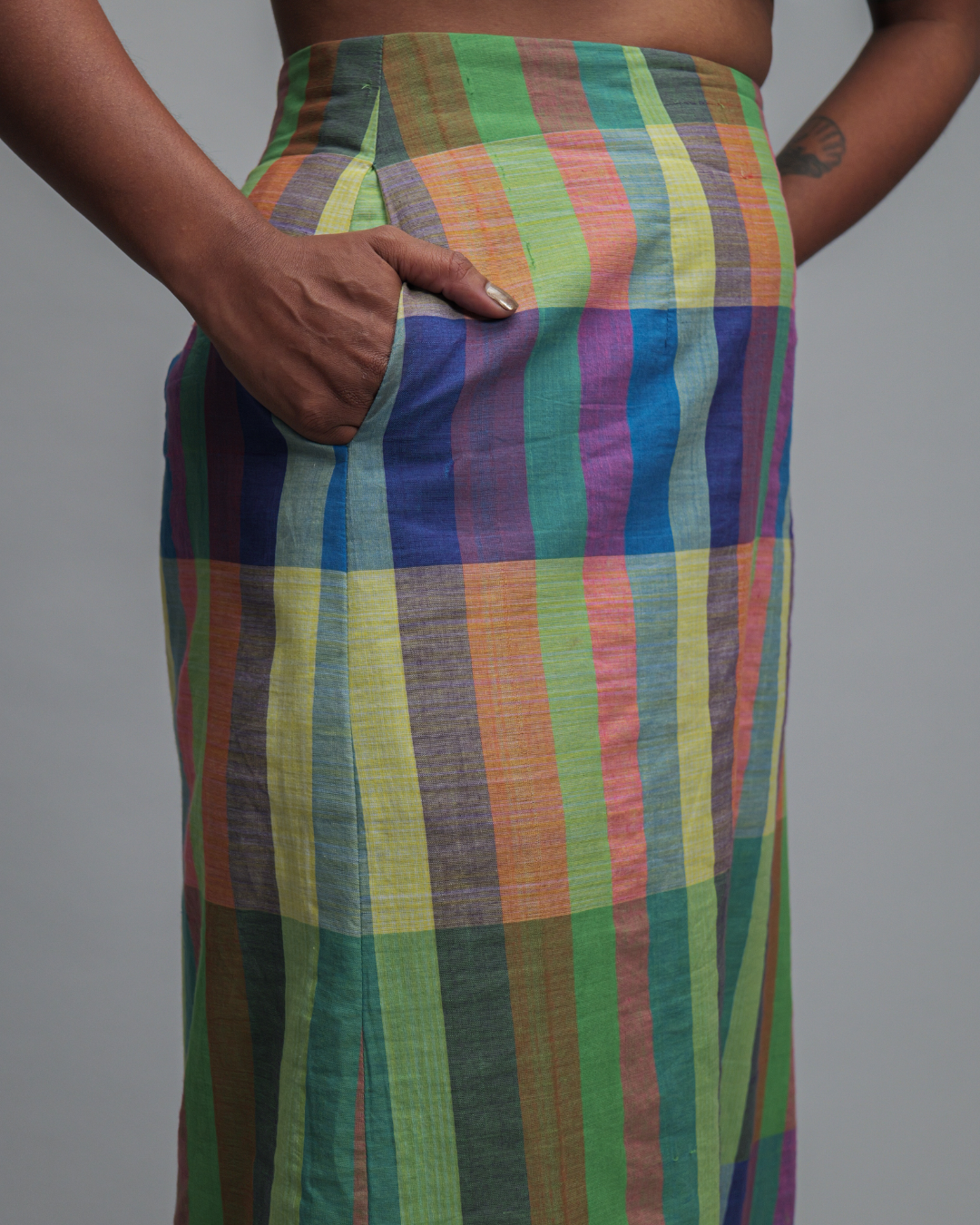 Cecilia Multicolor Check Straight Skirt