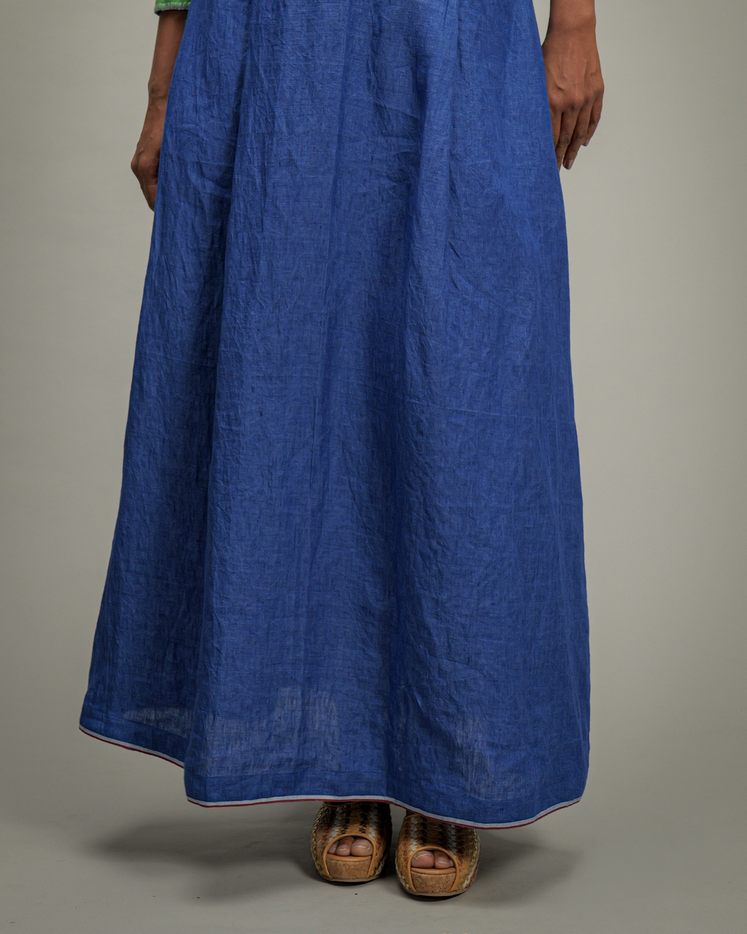 Emelisa Blue Linen Maxi Skirt