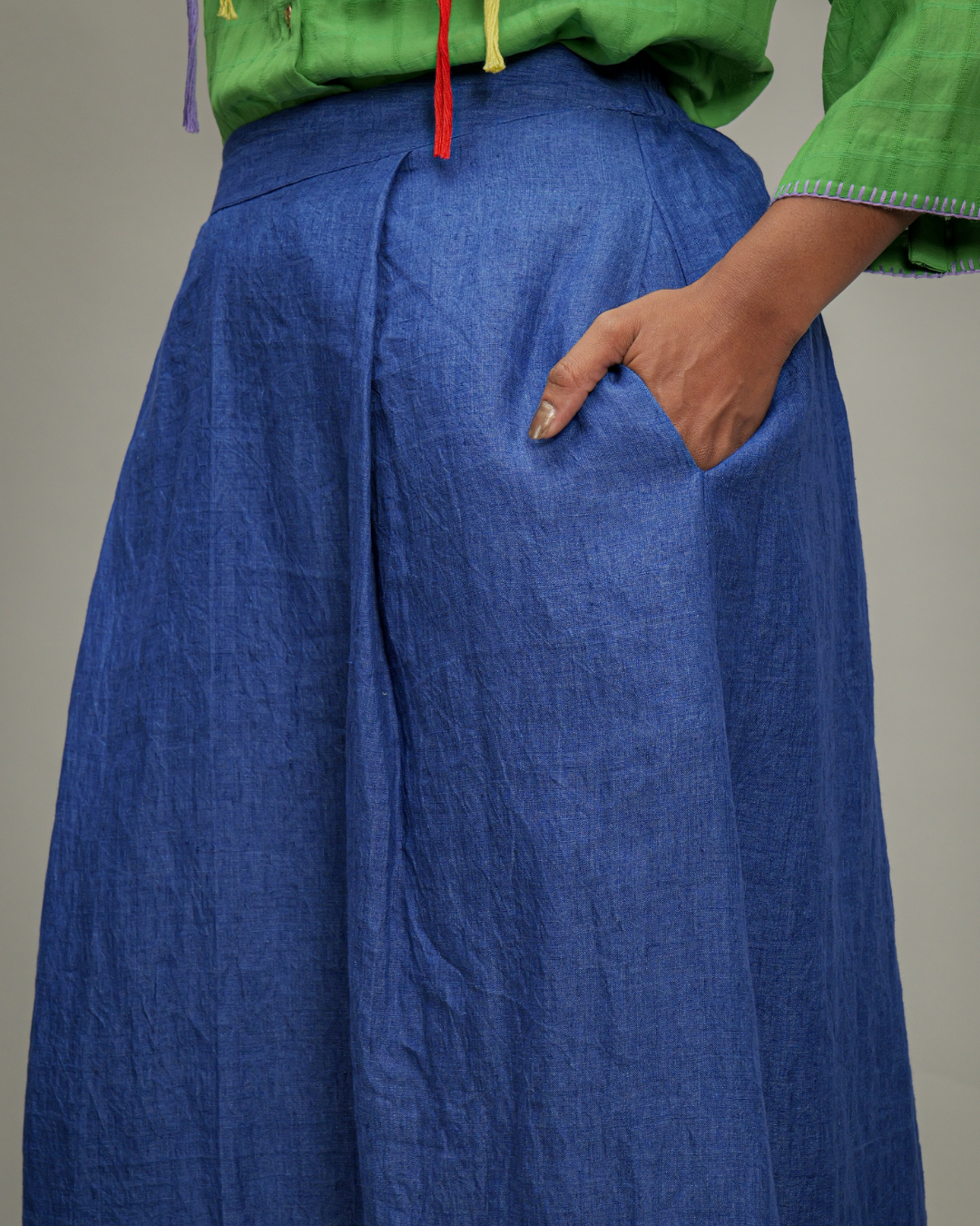 Emelisa Blue Linen Maxi Skirt