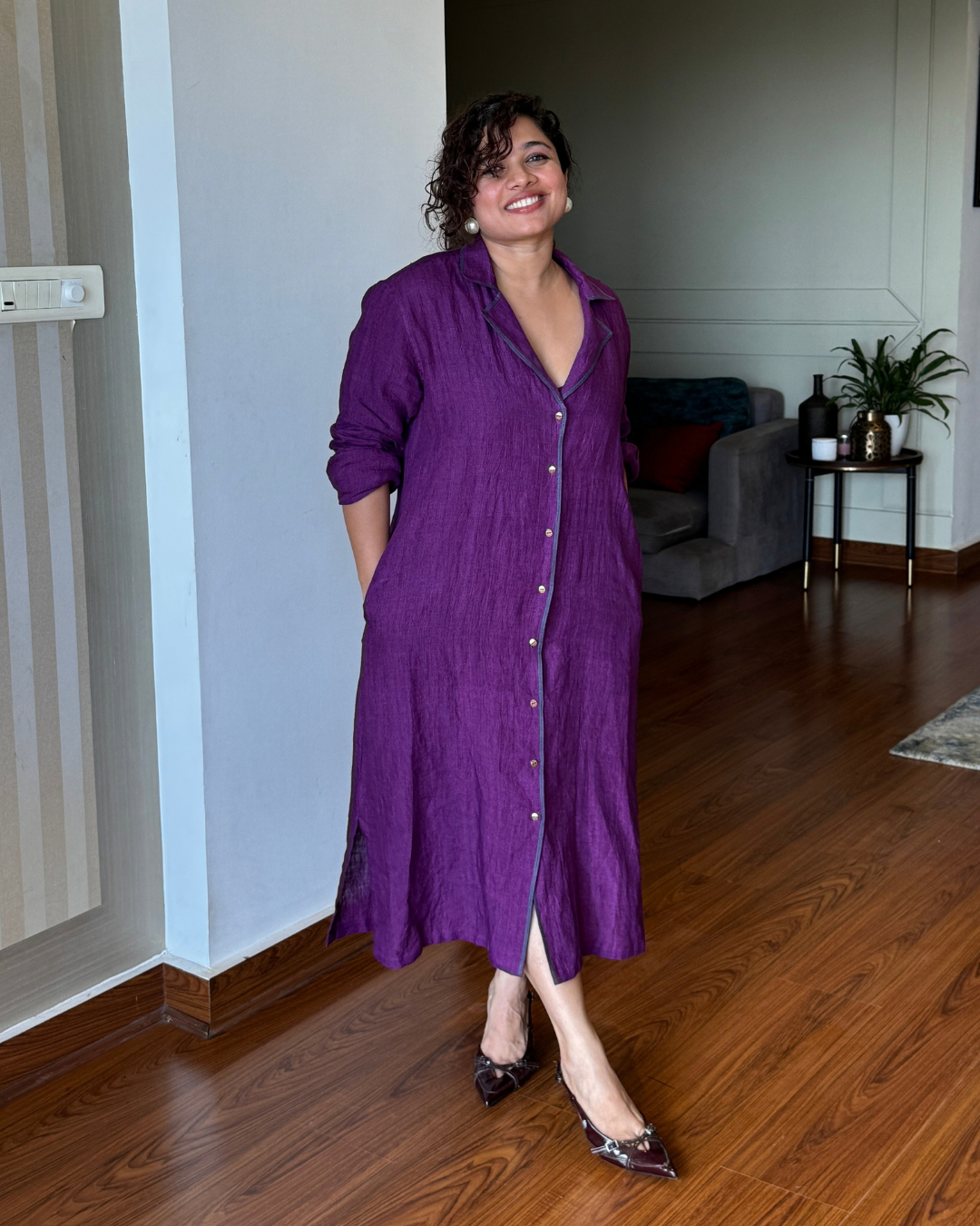 Iris Purple Shirt Dress