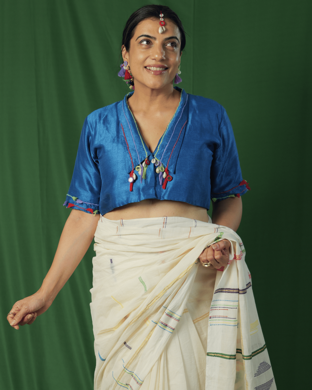 Vilasini Blue Chelsea Collar Blouse