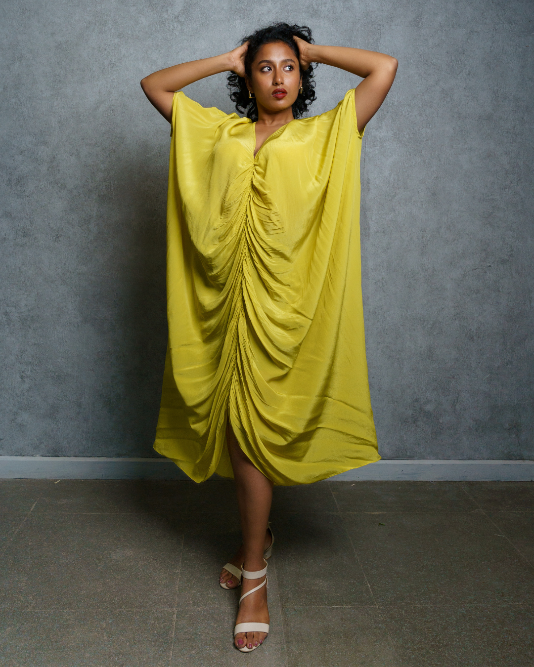 Lime Green Ruched Kaftan
