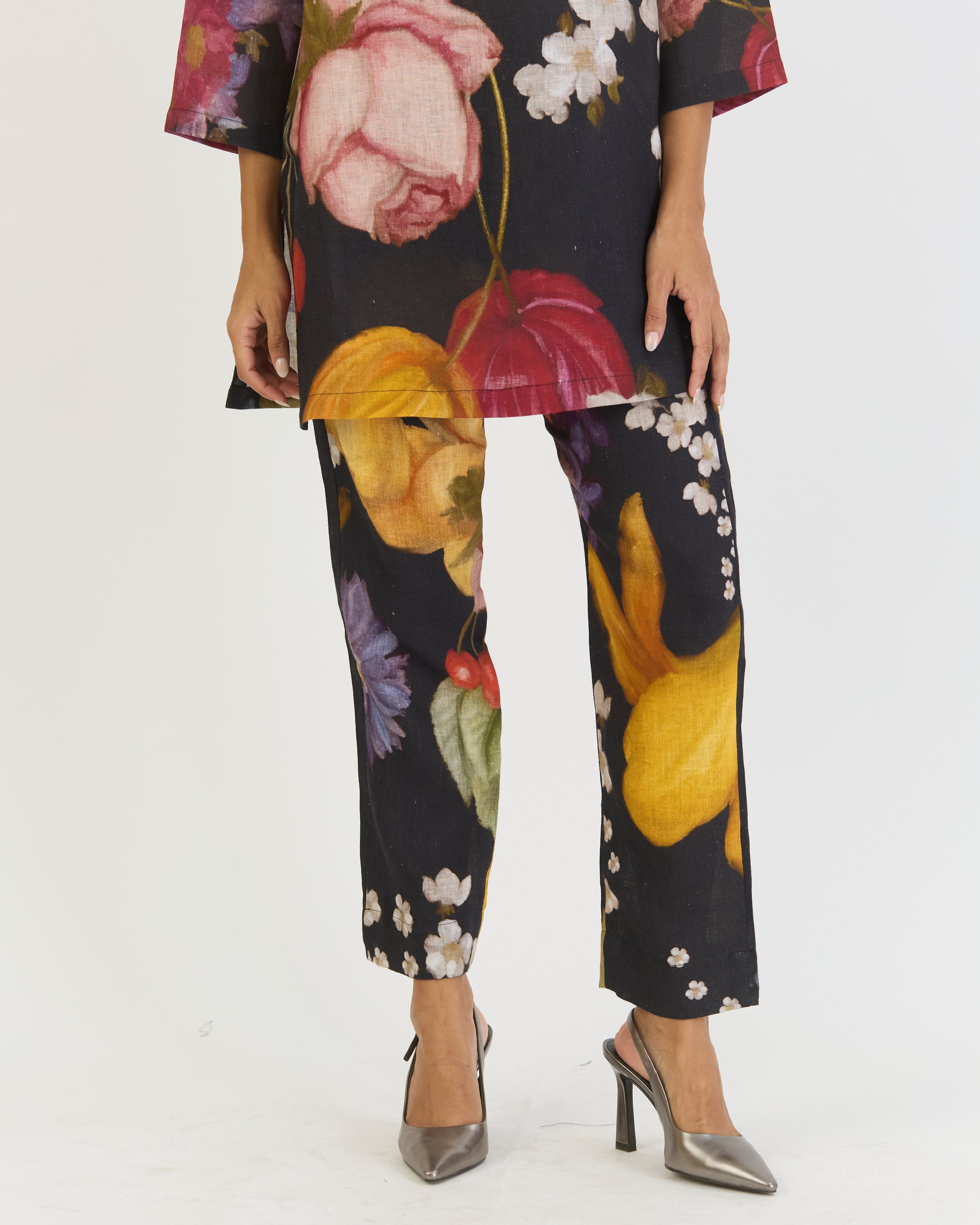 Glory Black Linen Short Kurta Set