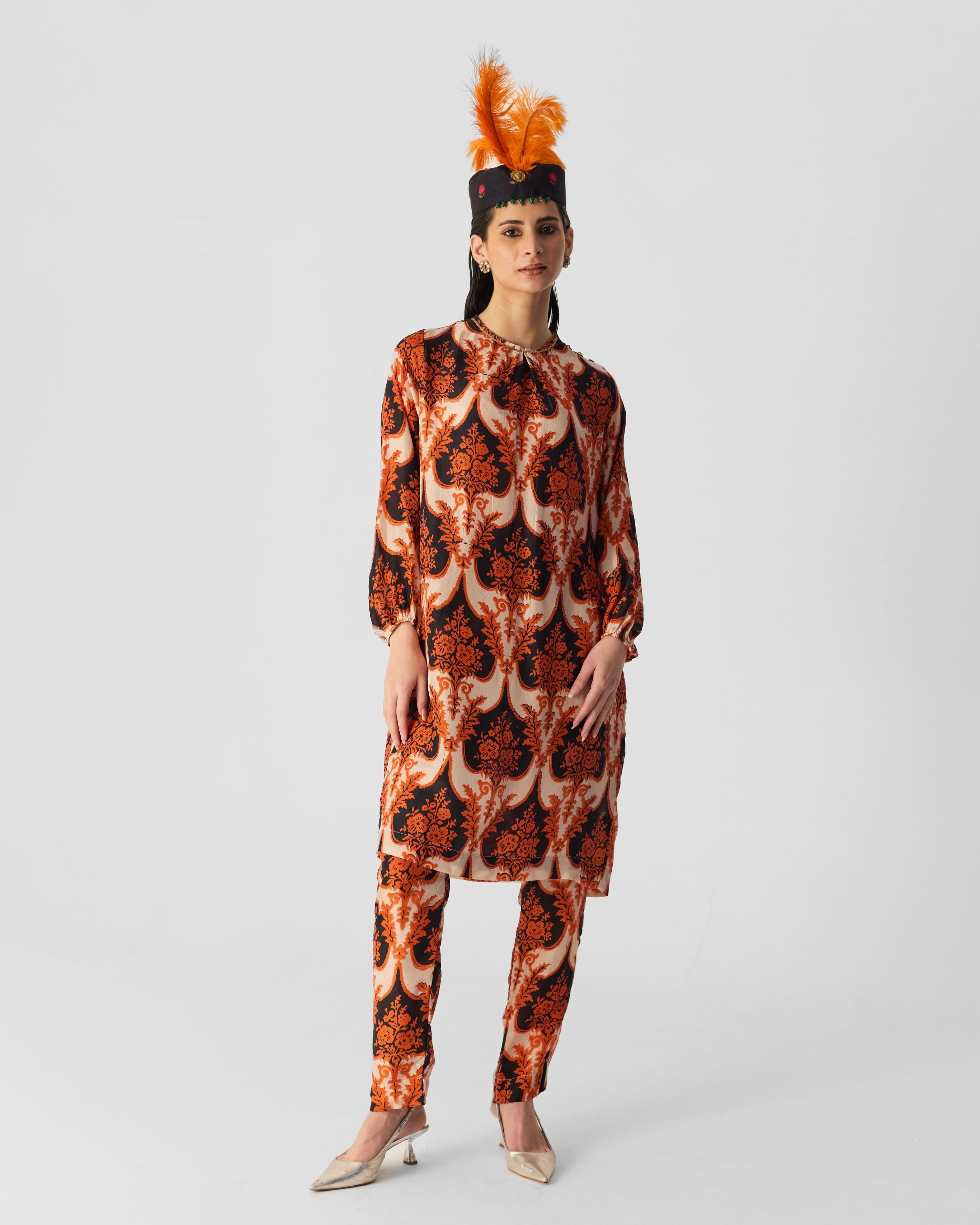 Moli Black Silk Kurta Set