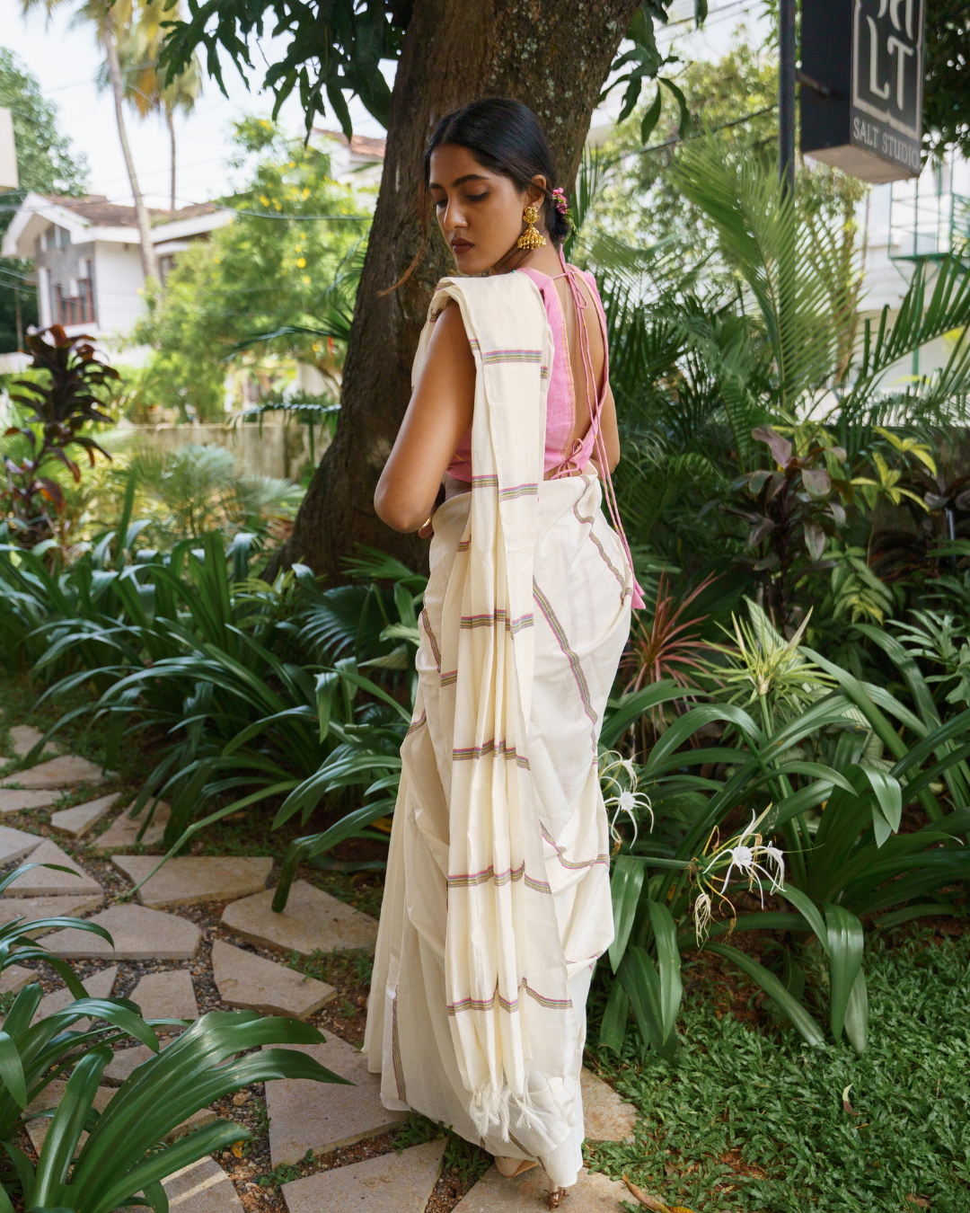 Parijaadham | Multicolor Close-Striped Kasavu Saree