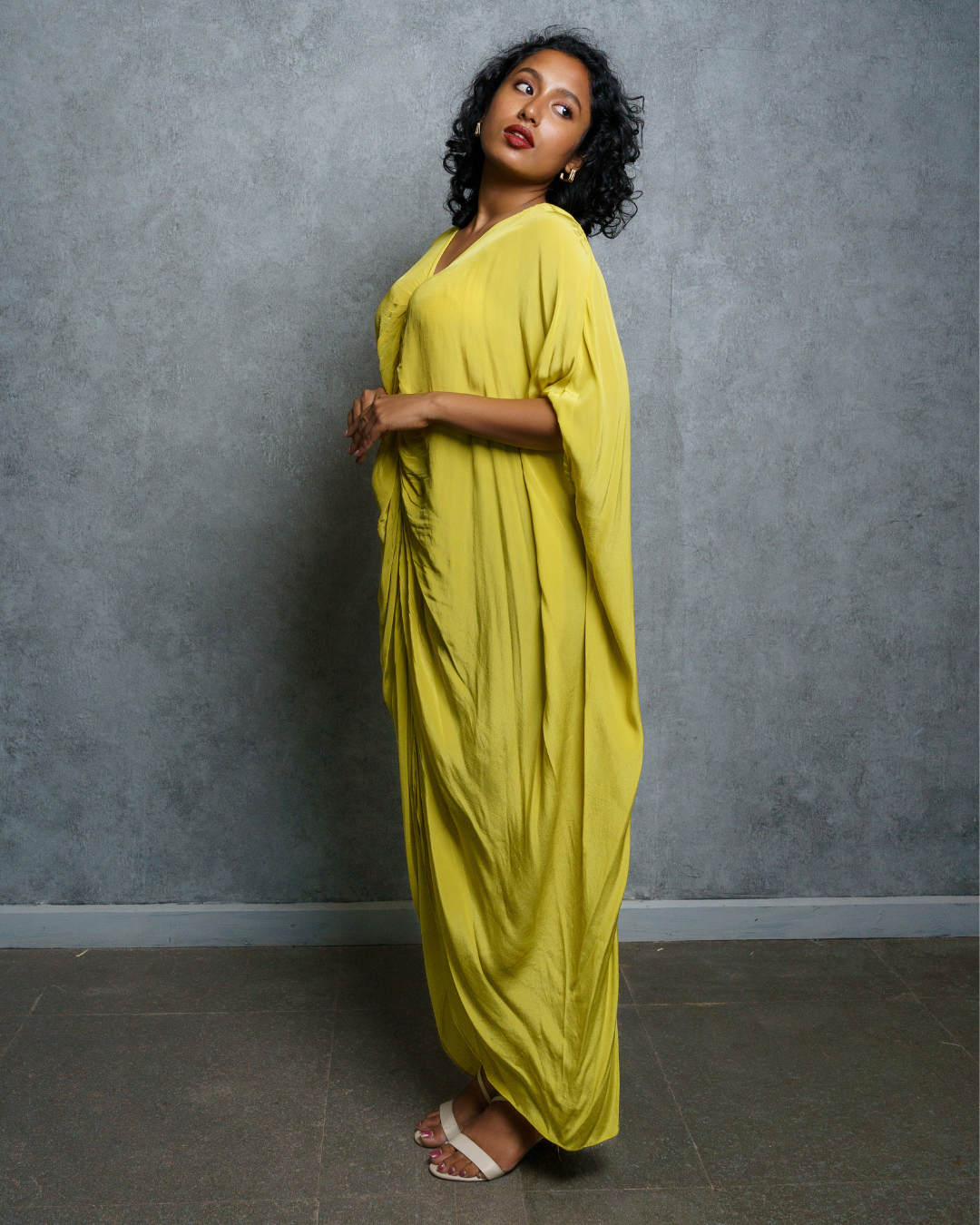 Lime Green Ruched Kaftan