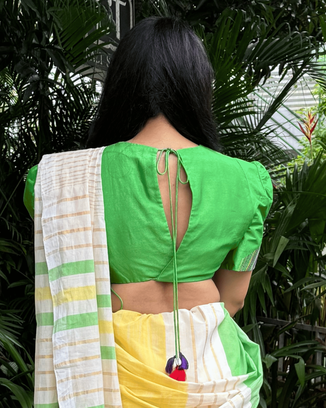 Vasumathi Green Square Sleeve Blouse