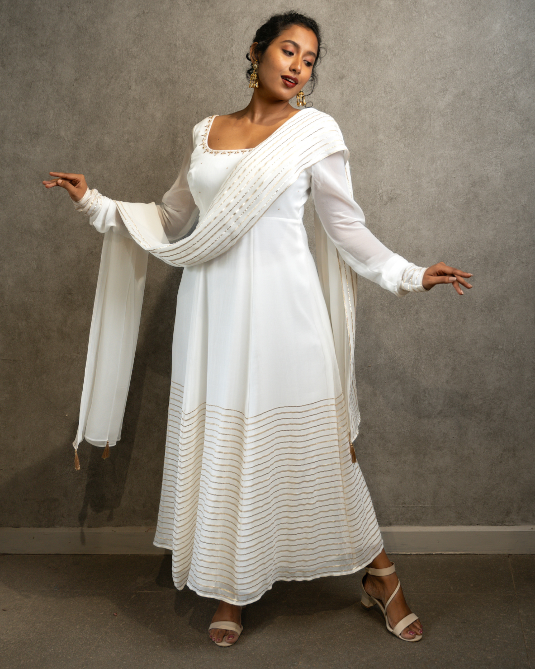 Swapnam | Kasavu Anarkali Set with Golden Embroidery Swapnam | Kasavu Anarkali Set with Golden Embroidery