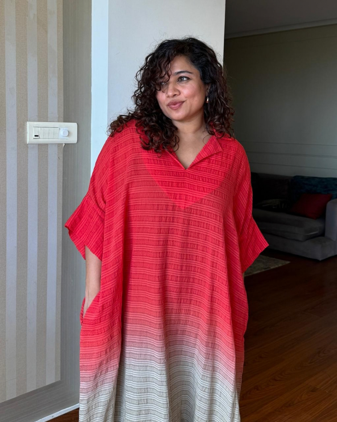 Rhea Ombre Notch Collar Kaftan