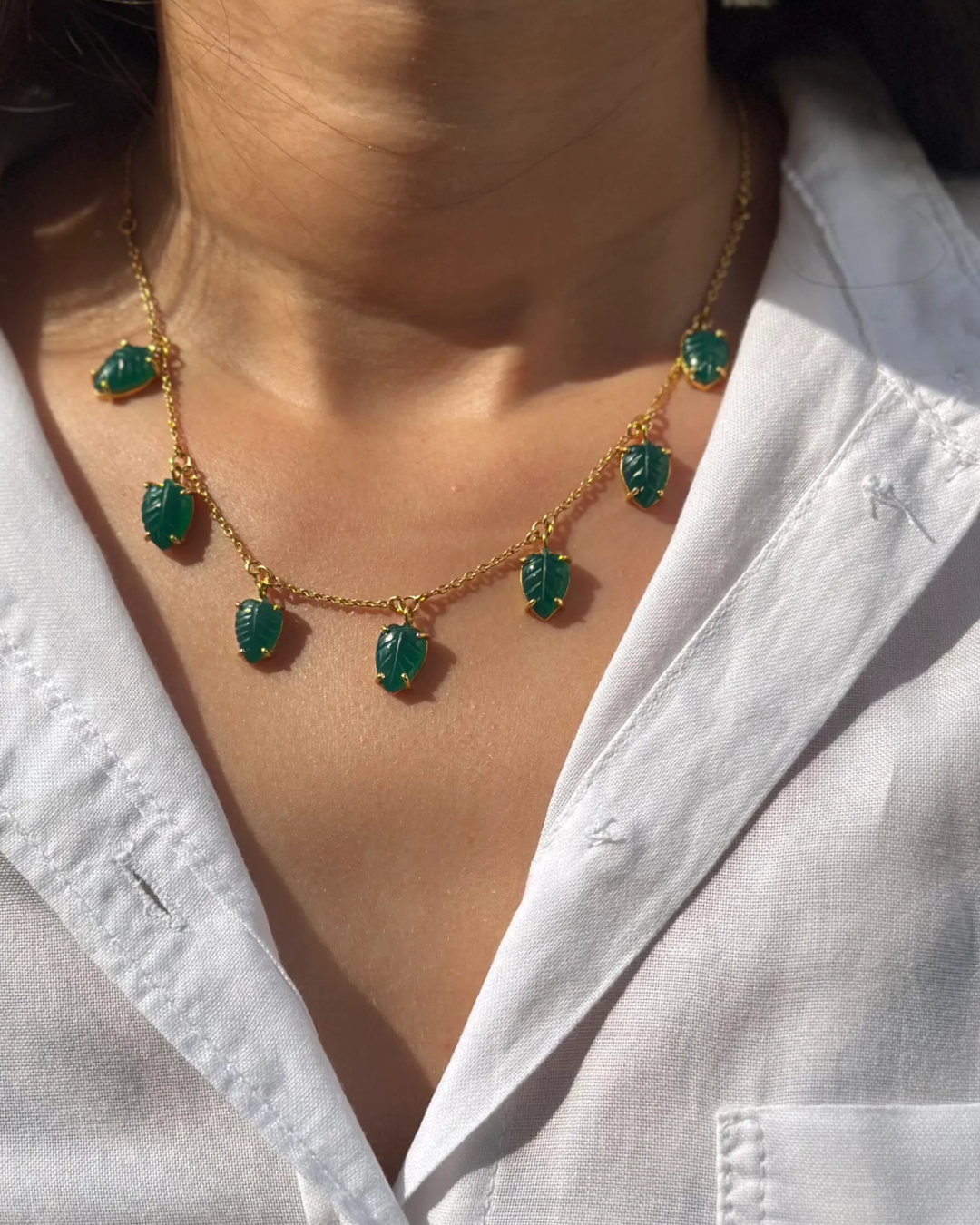 Carved Green Onyx Necklace - Main Image