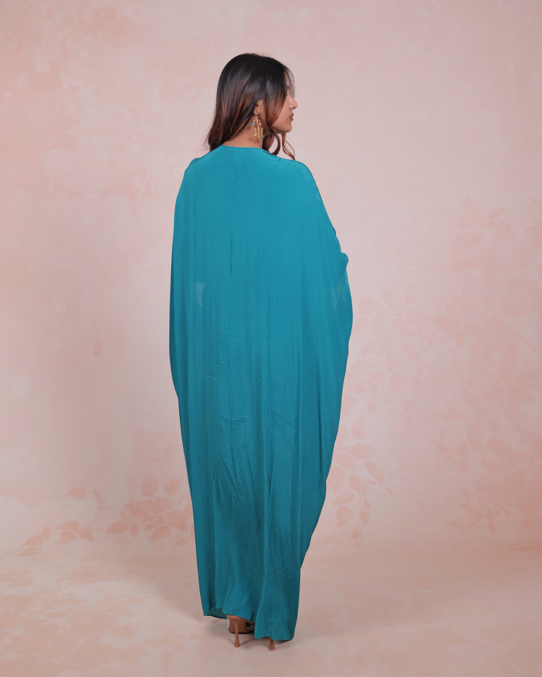 Peacock Blue Ruched Kaftan