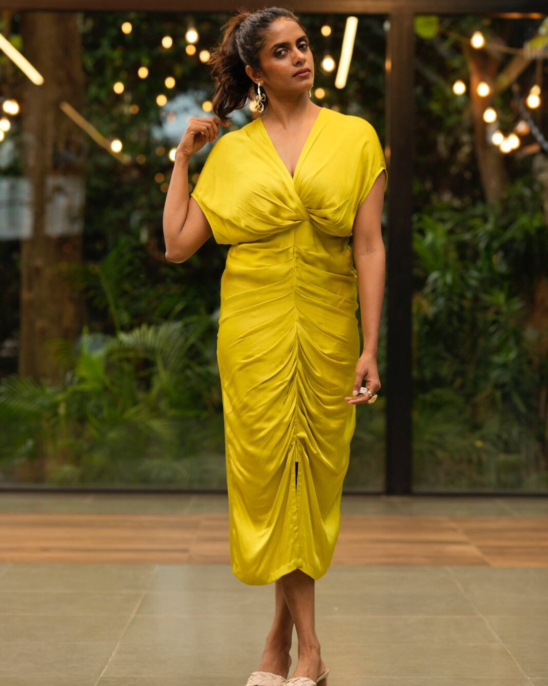 Knotted Lime Yellow Twirl Dress