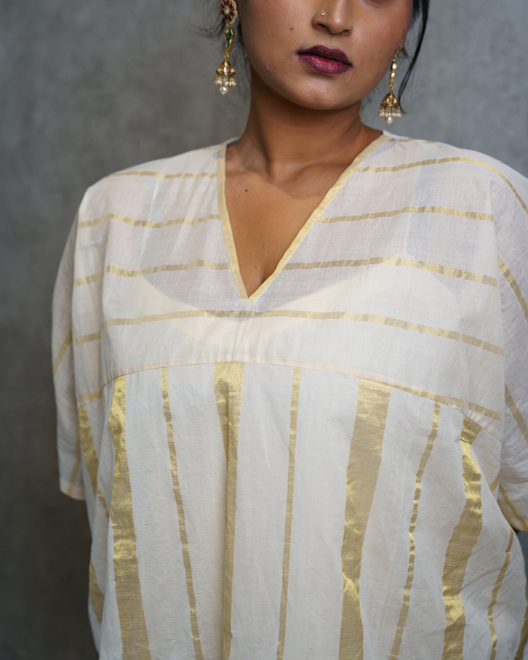 Wide-cut Kasavu Kaftan