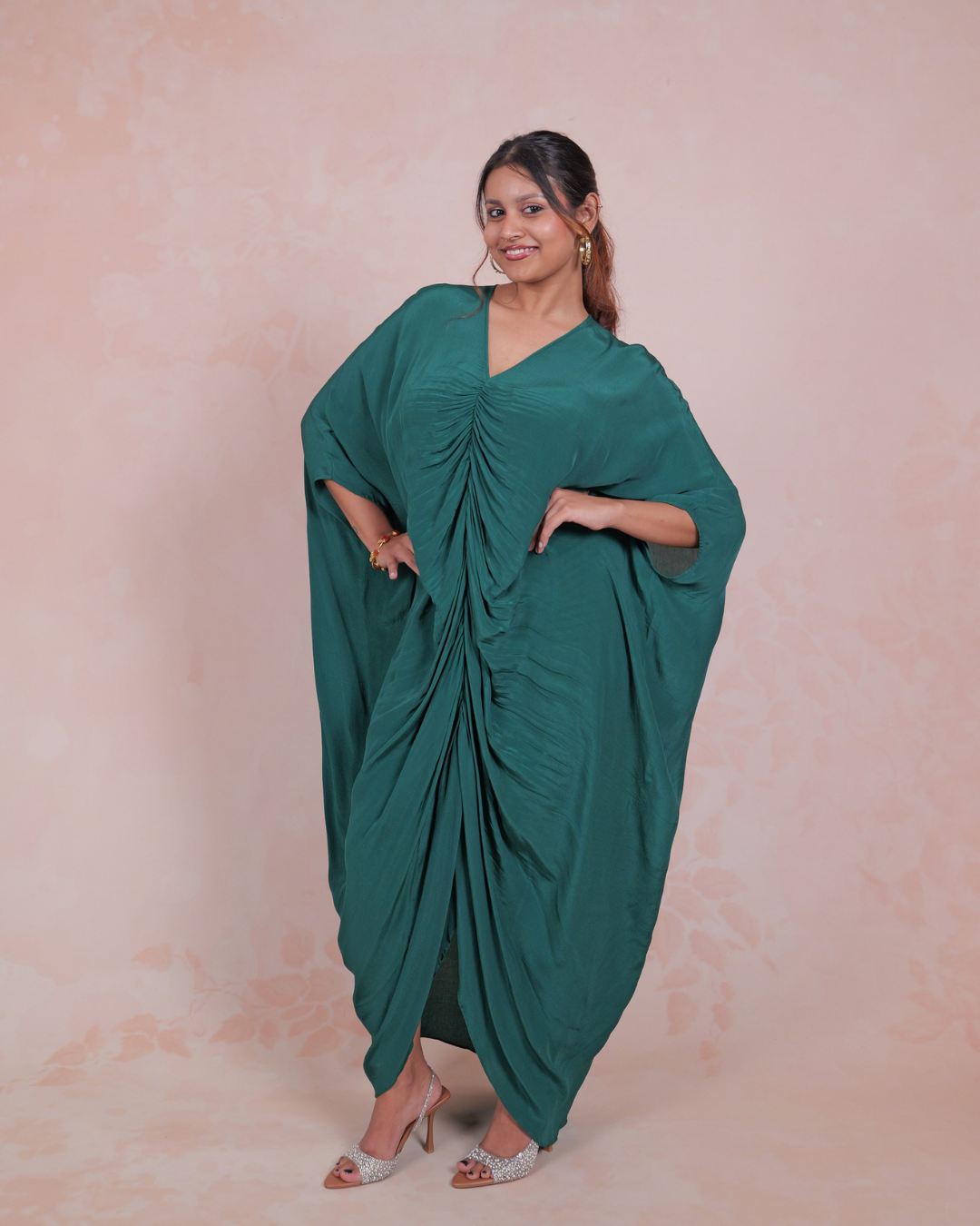 Emerald Green Ruched Kaftan