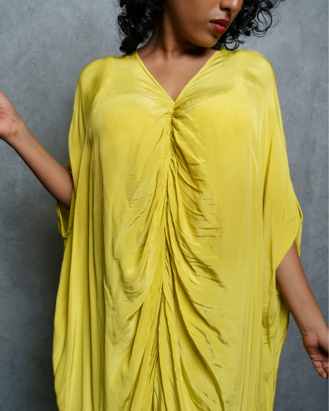 Lime Green Ruched Kaftan