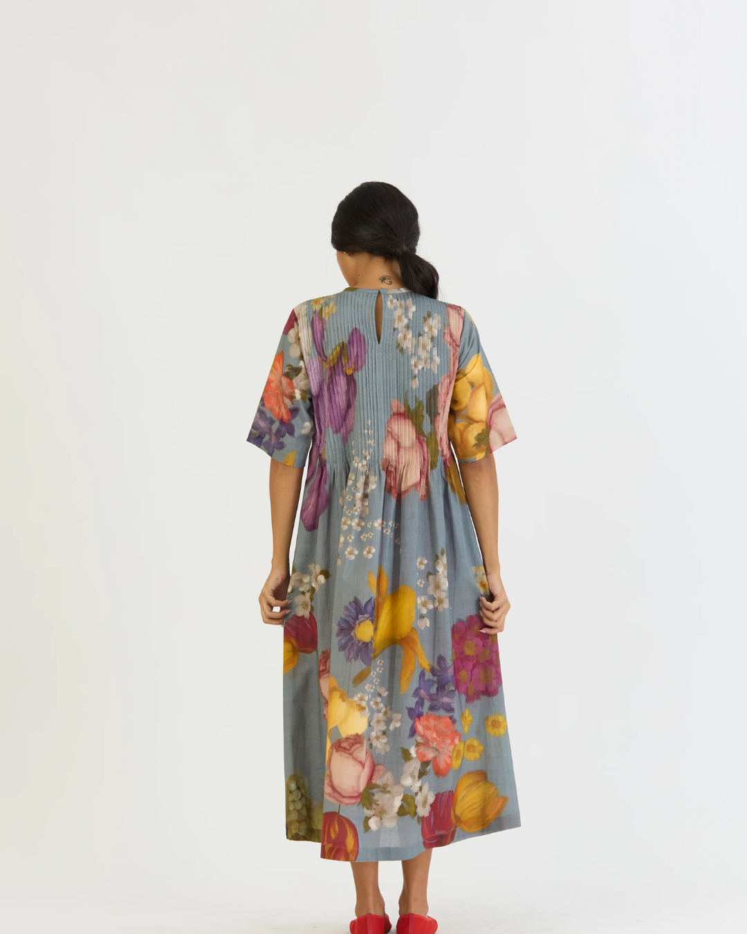 Indigo Rose Pintucks Dress