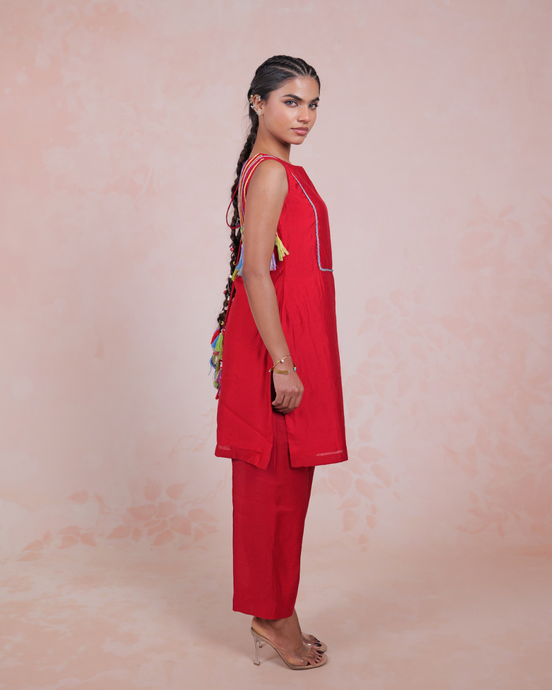 Layika Red Tunic Pant Set