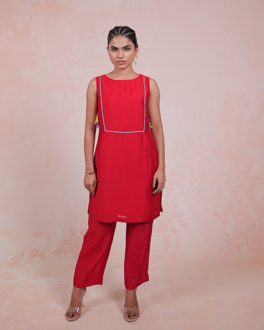Layika Red Tunic Pant Set