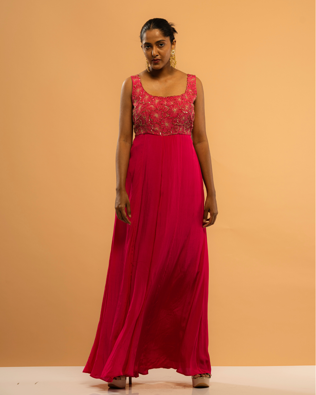 Fustian Rani Jumpsuit with Floral Embroidery