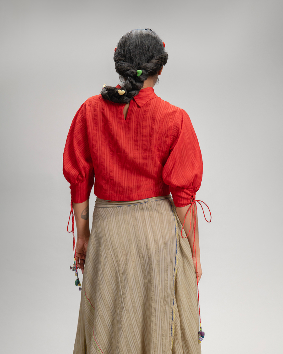 CLARINDA Oatmeal Asymmetric Wrap Skirt
