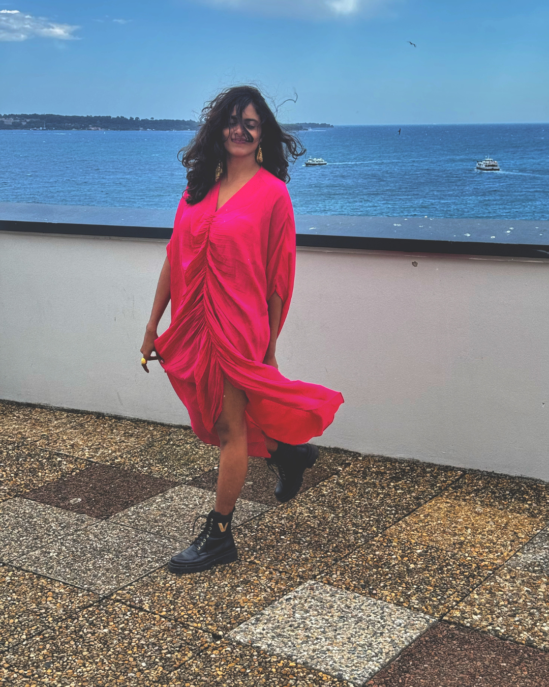 Fuchsia Flow Ruched Kaftan