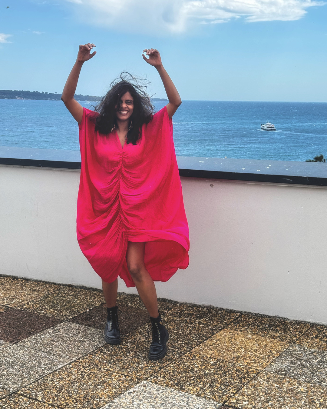 Fuchsia Flow Ruched Kaftan