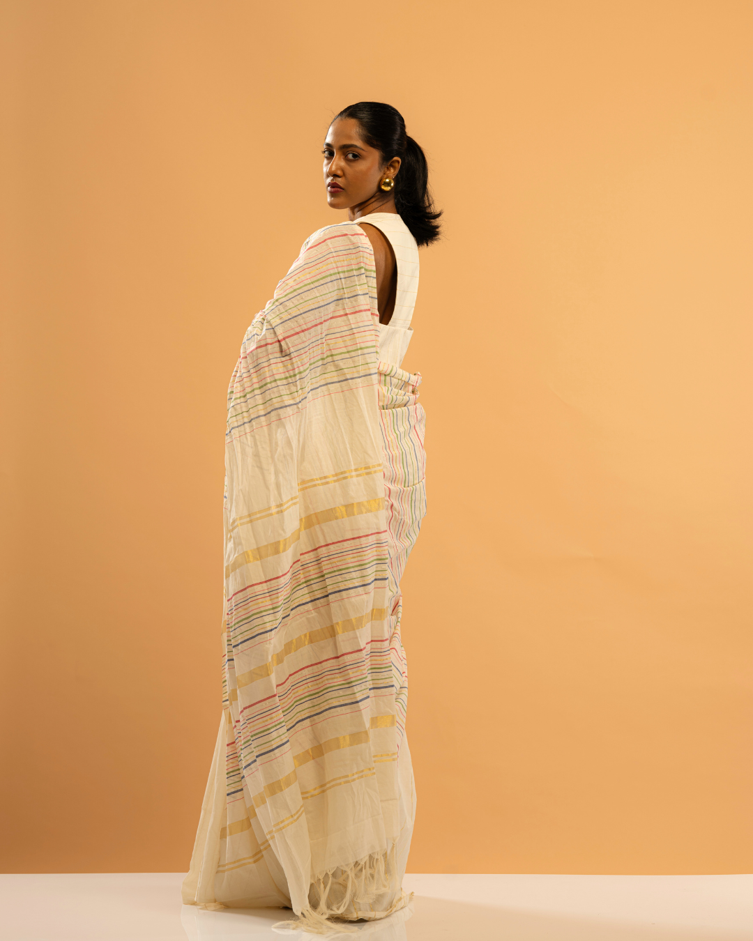 Swarna Swapnam | Multicolor-Golden Stripe Kasavu Saree