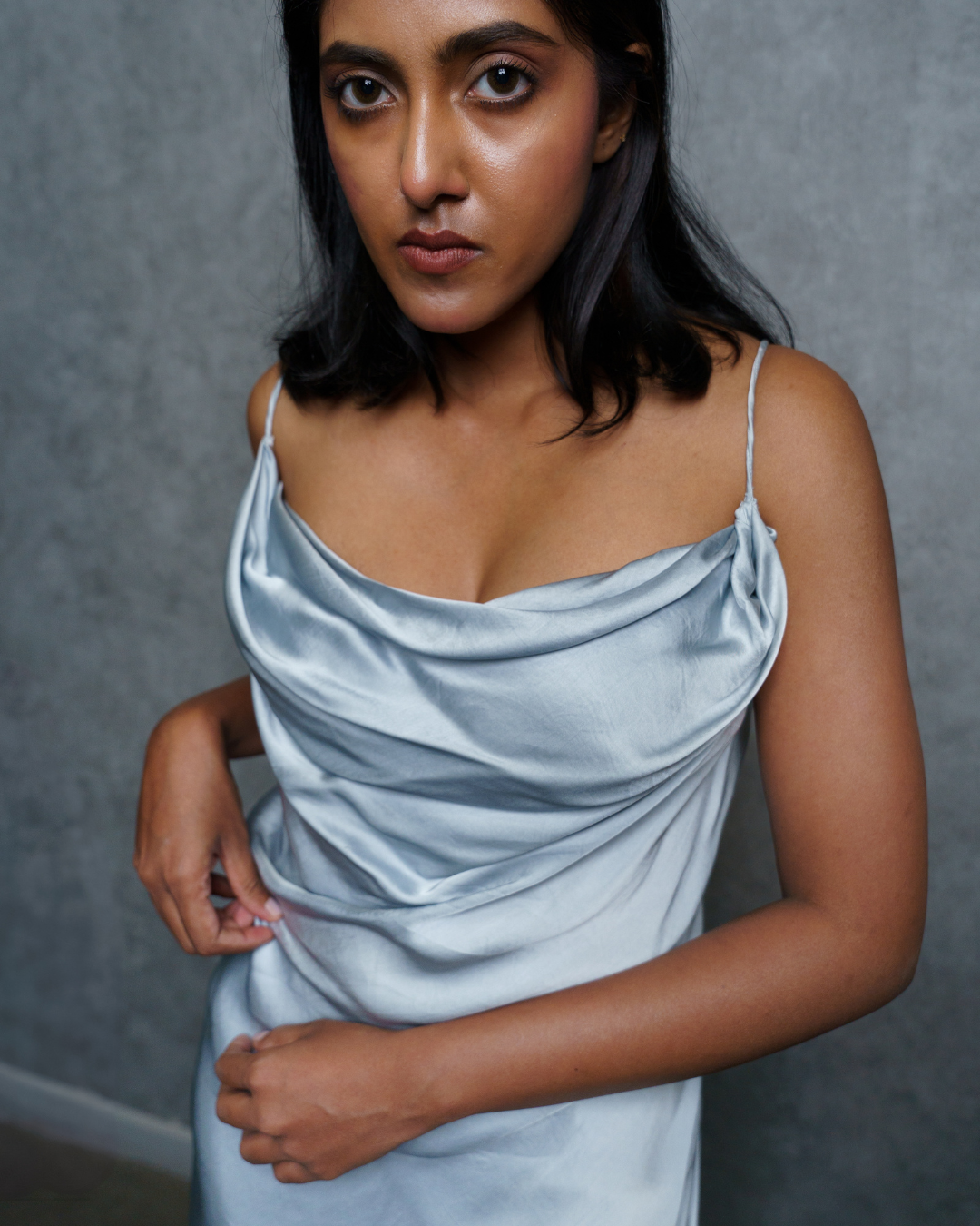 Sky Whisper Cowl Dress