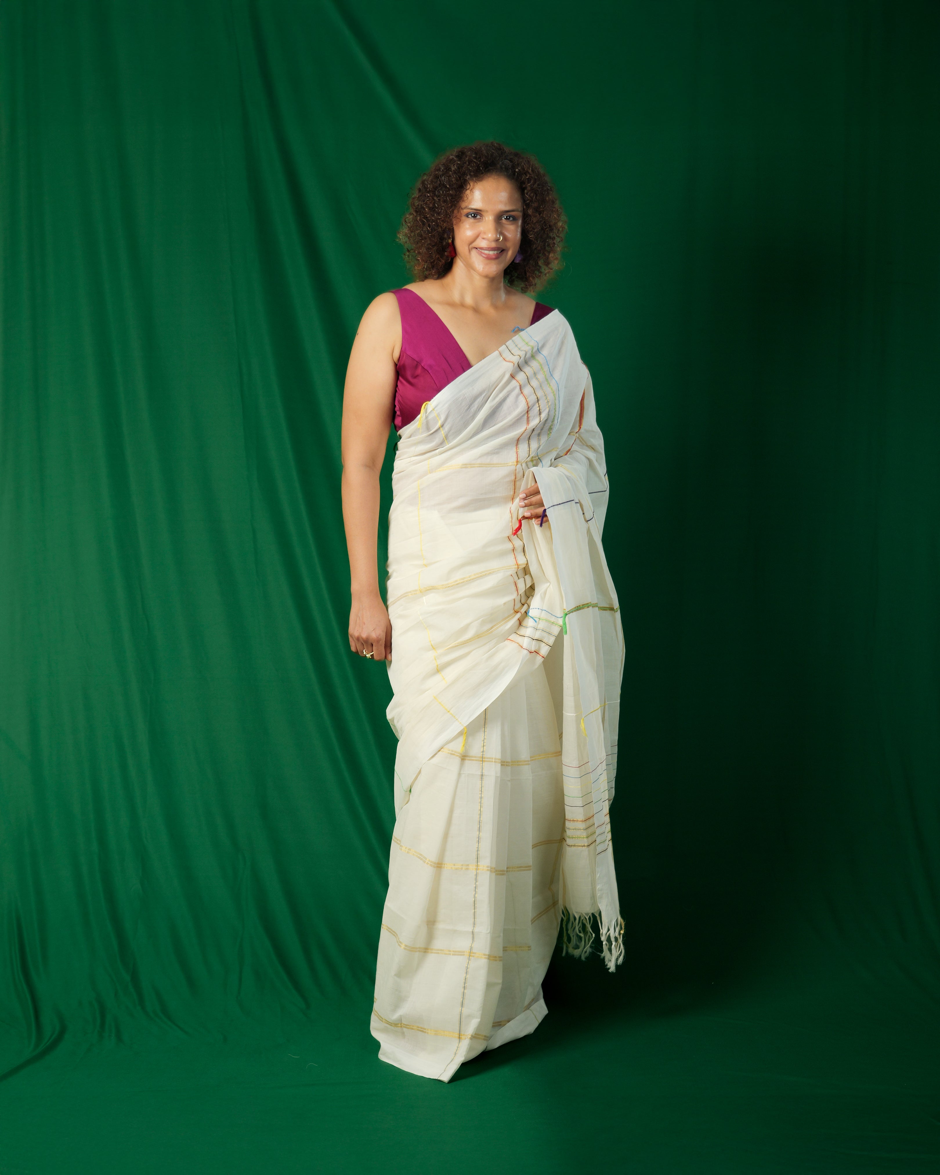 Janaki Kutty Golden Stripe Kasavu Saree