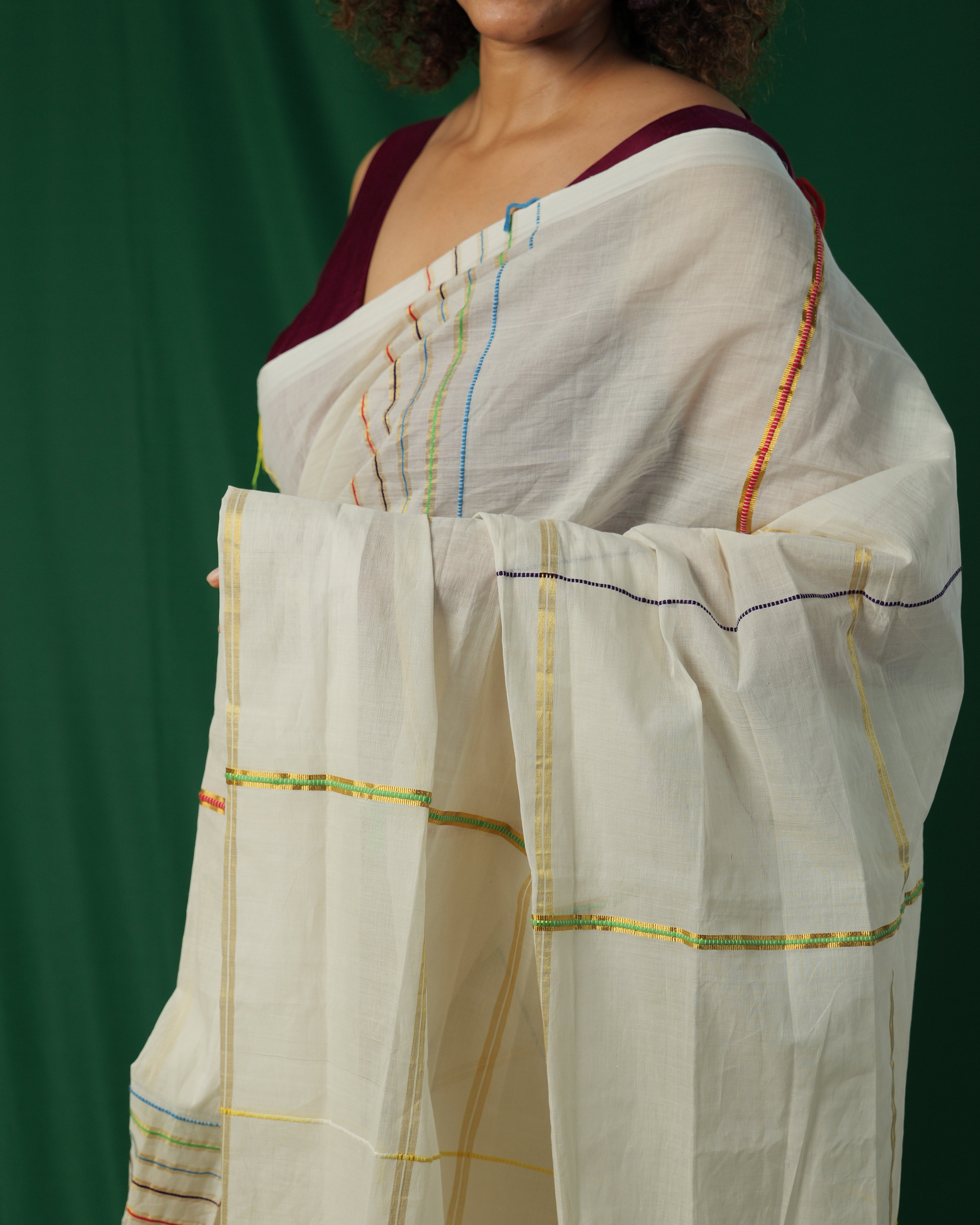 Janaki Kutty Golden Stripe Kasavu Saree