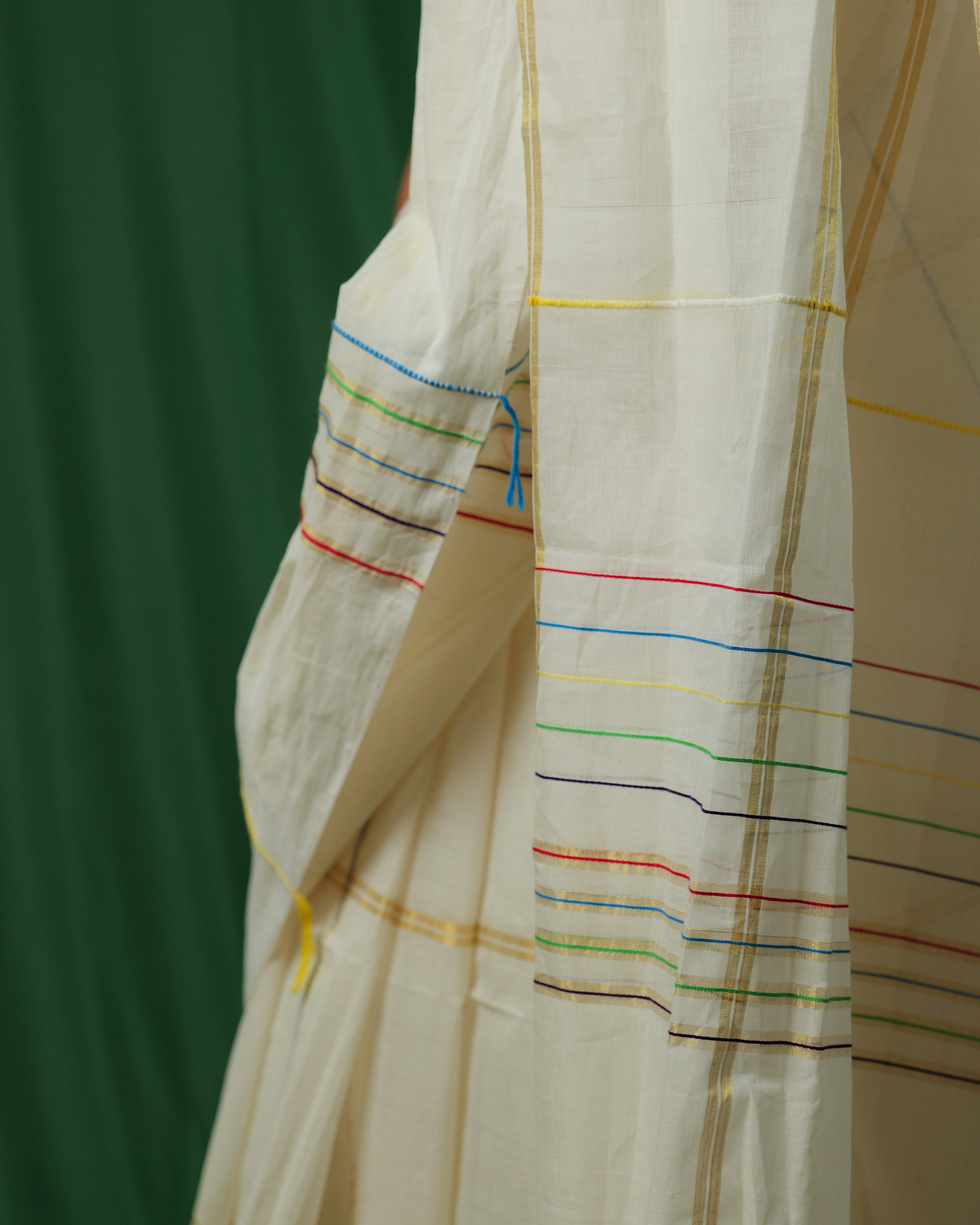Janaki Kutty Golden Stripe Kasavu Saree