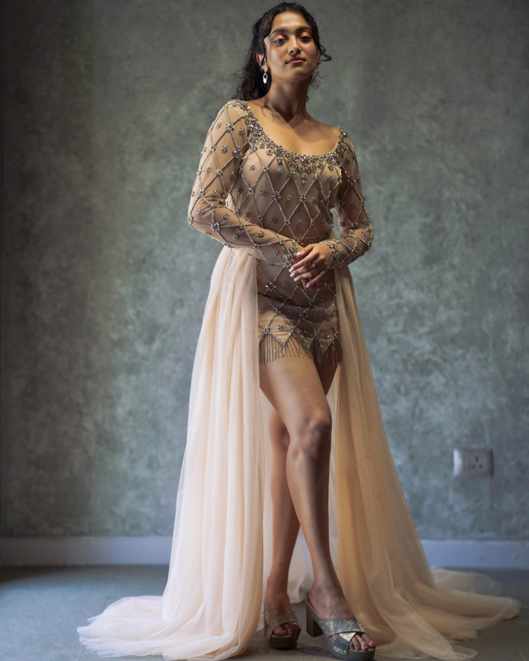 Champagne Rhinestone Dress