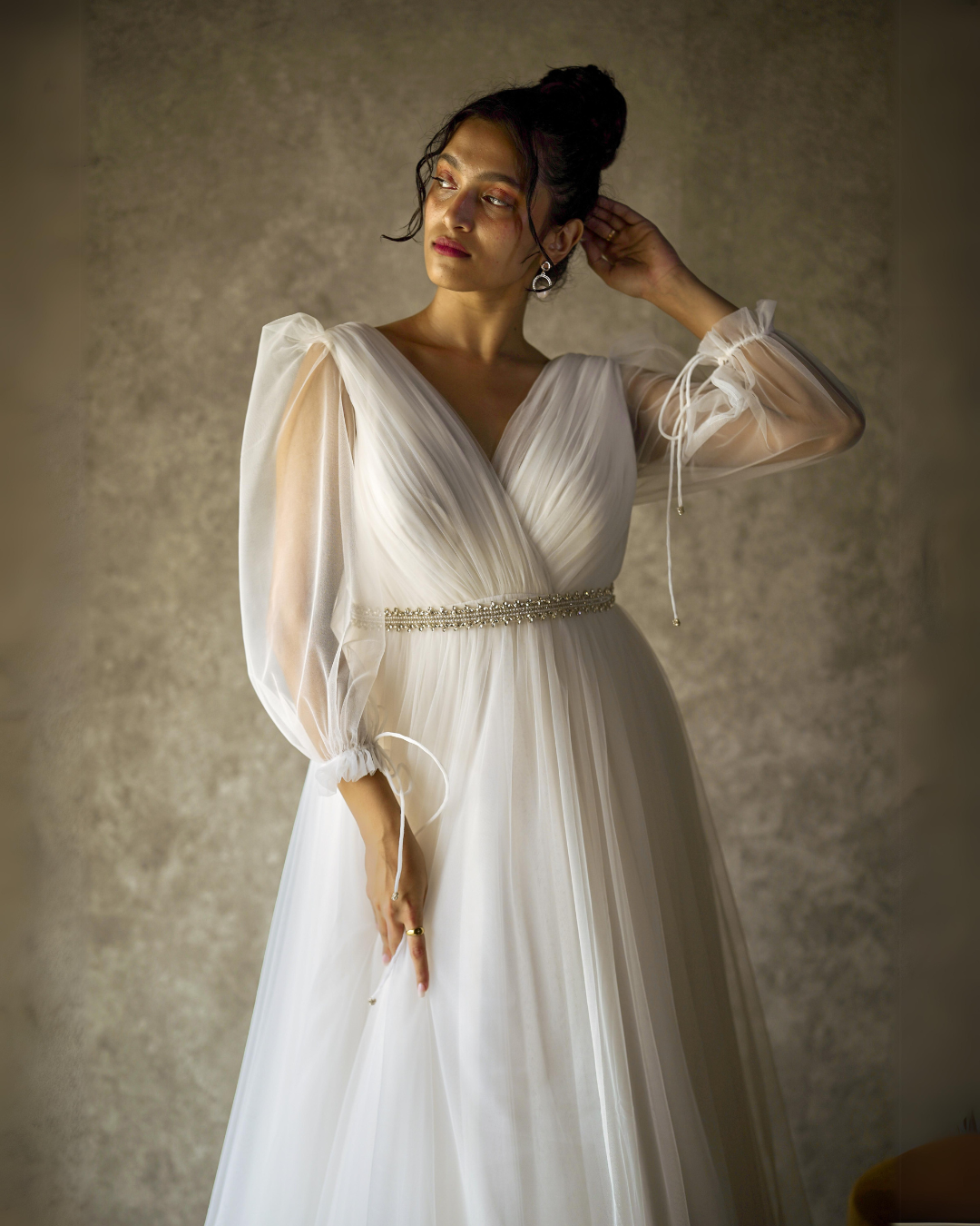 Puff Sleeve Tulle Gown