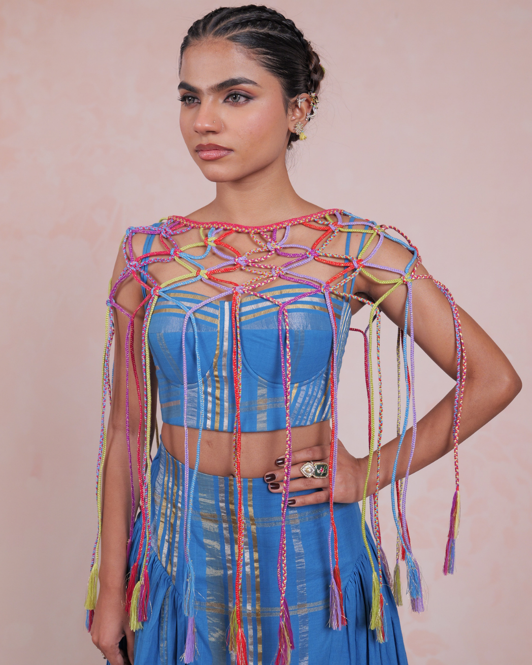 Aranya Multicolor Braided Cape