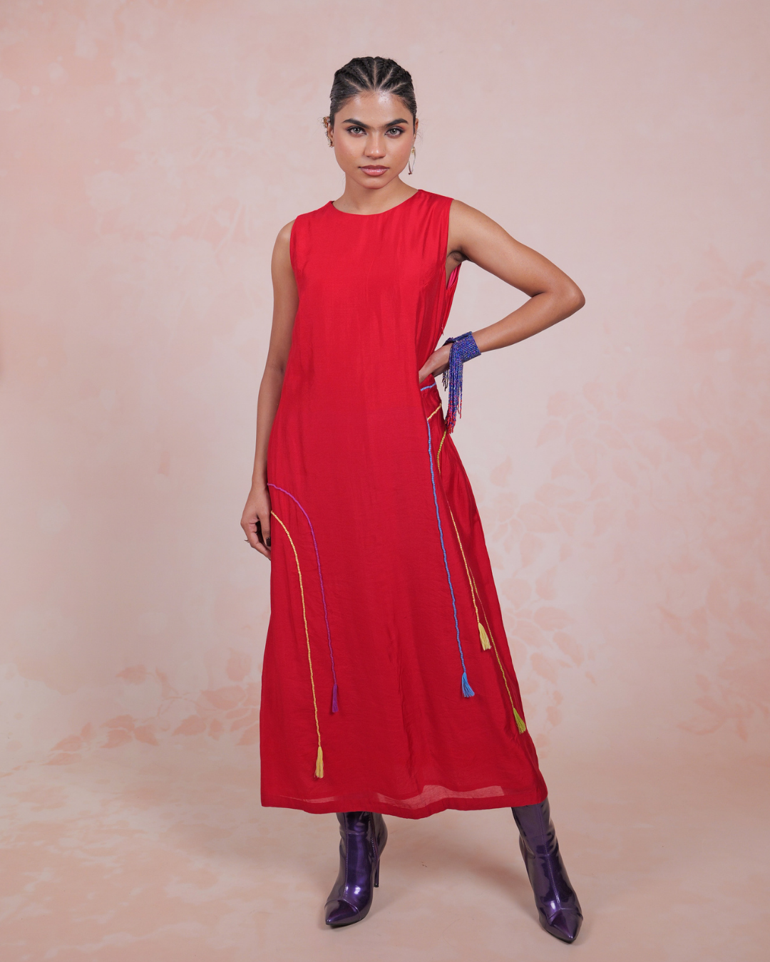 Taalini Red Cotton Midi