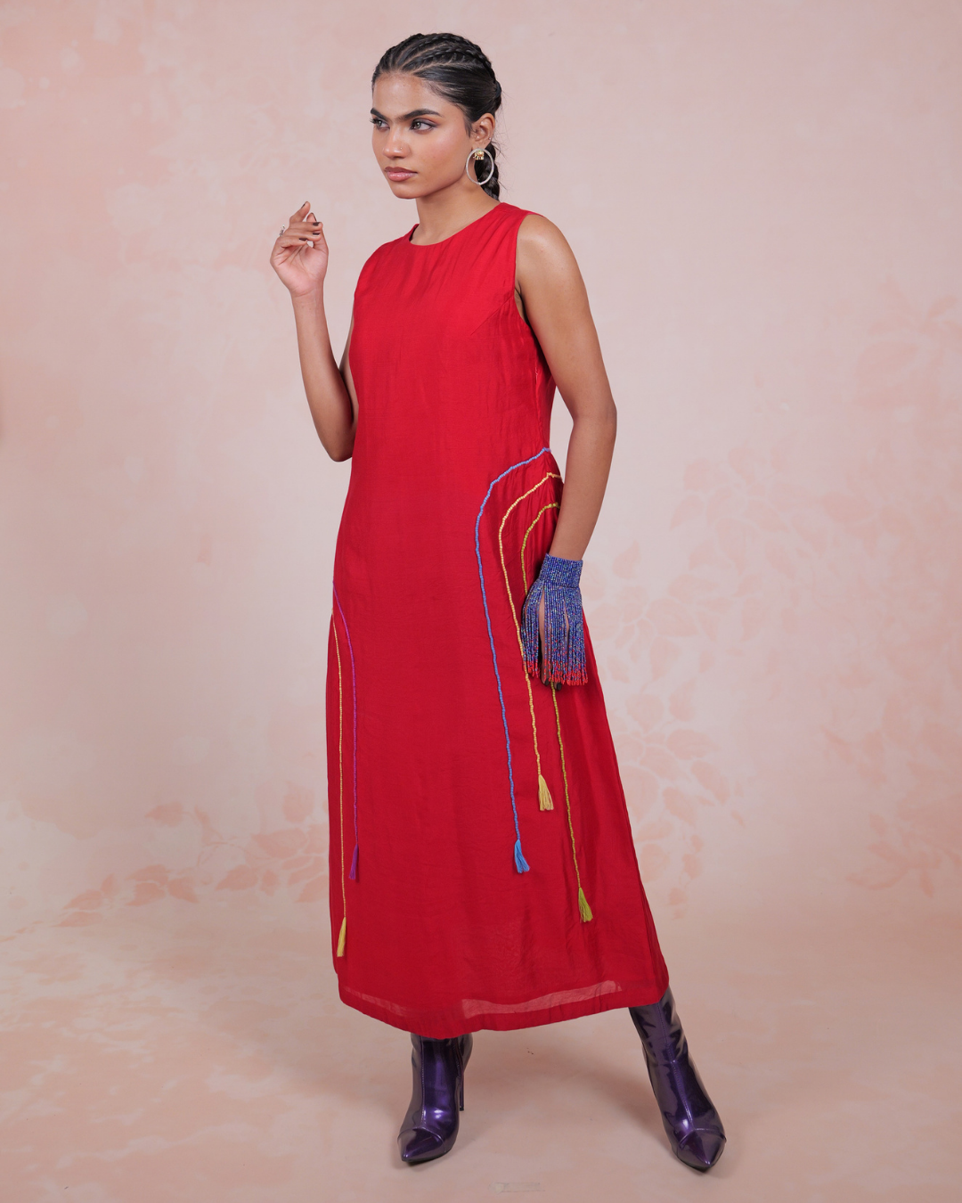Taalini Red Cotton Midi