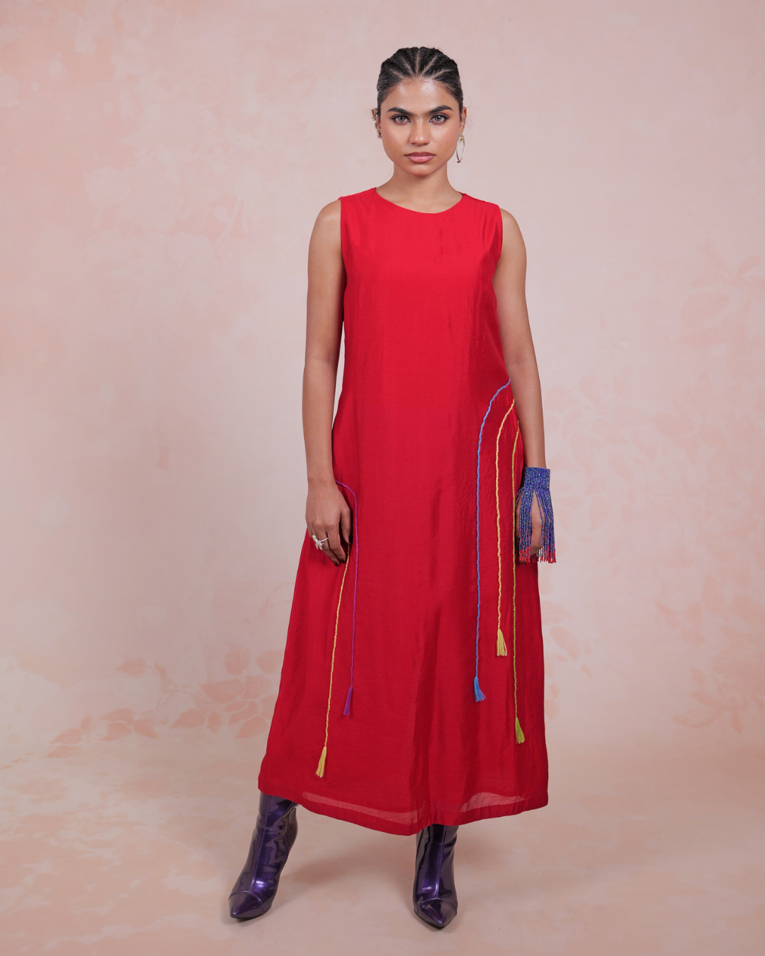 Taalini Red Cotton Midi