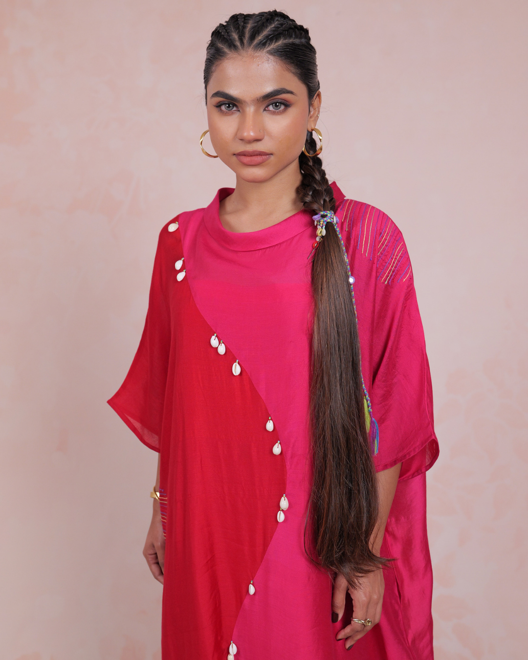 Swarita Pink Red Asymmetric Dress