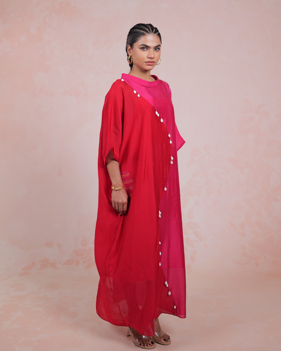Swarita Pink Red Asymmetric Dress