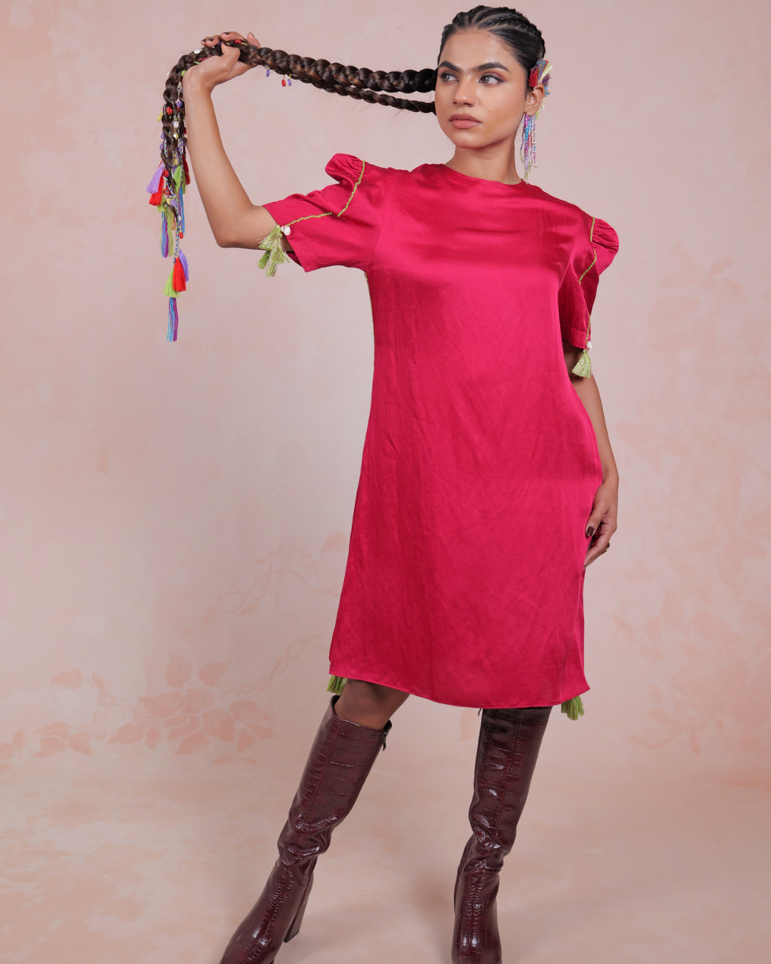 Laasya Pink Square Sleeve Dress