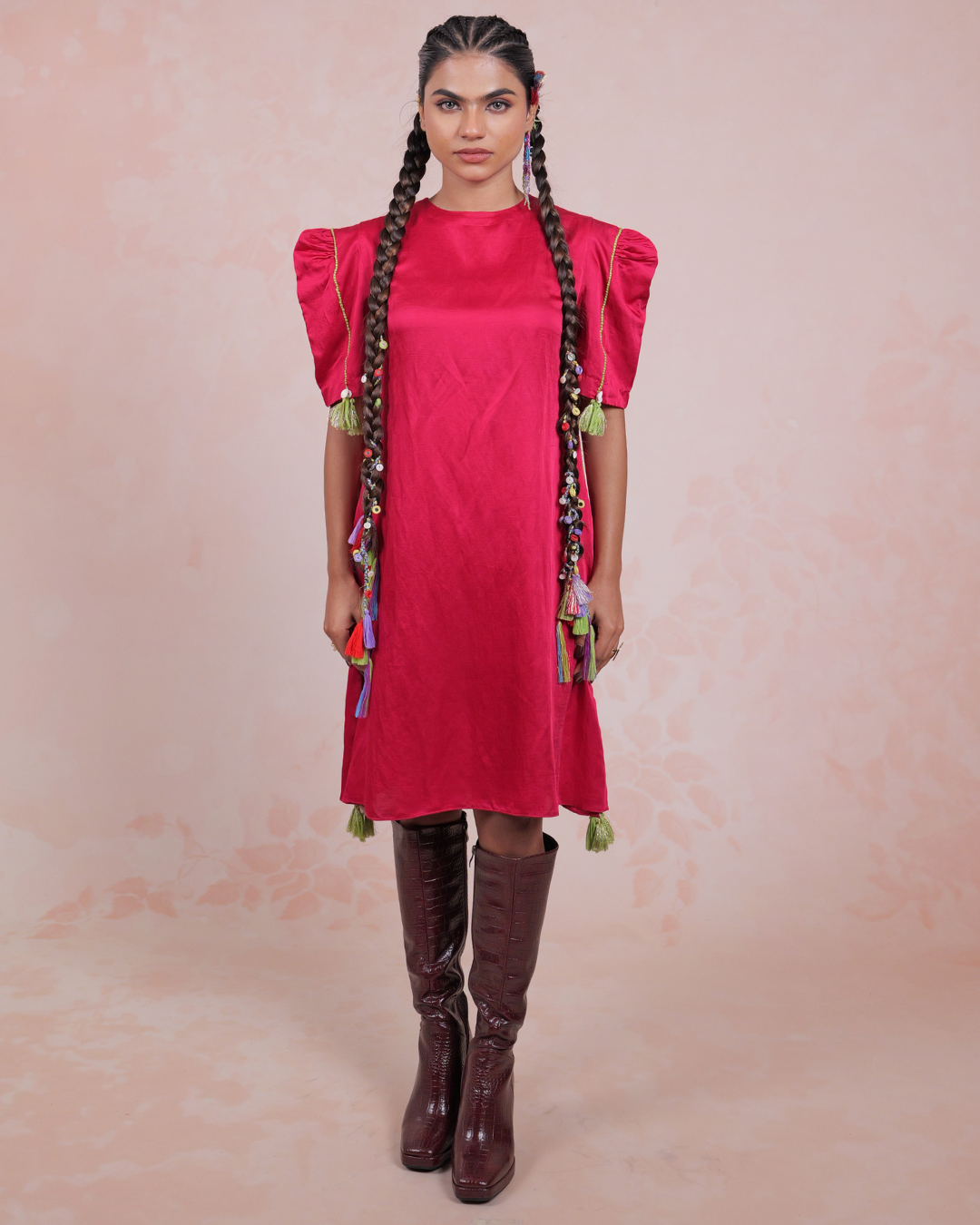 Laasya Pink Square Sleeve Dress
