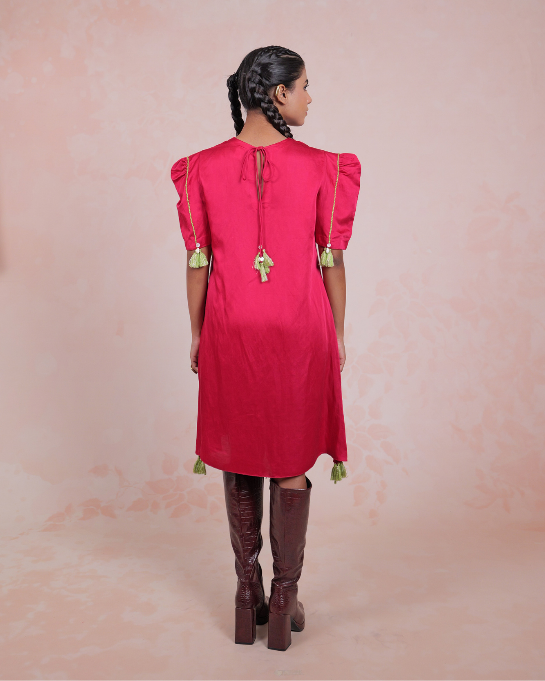 Laasya Pink Square Sleeve Dress