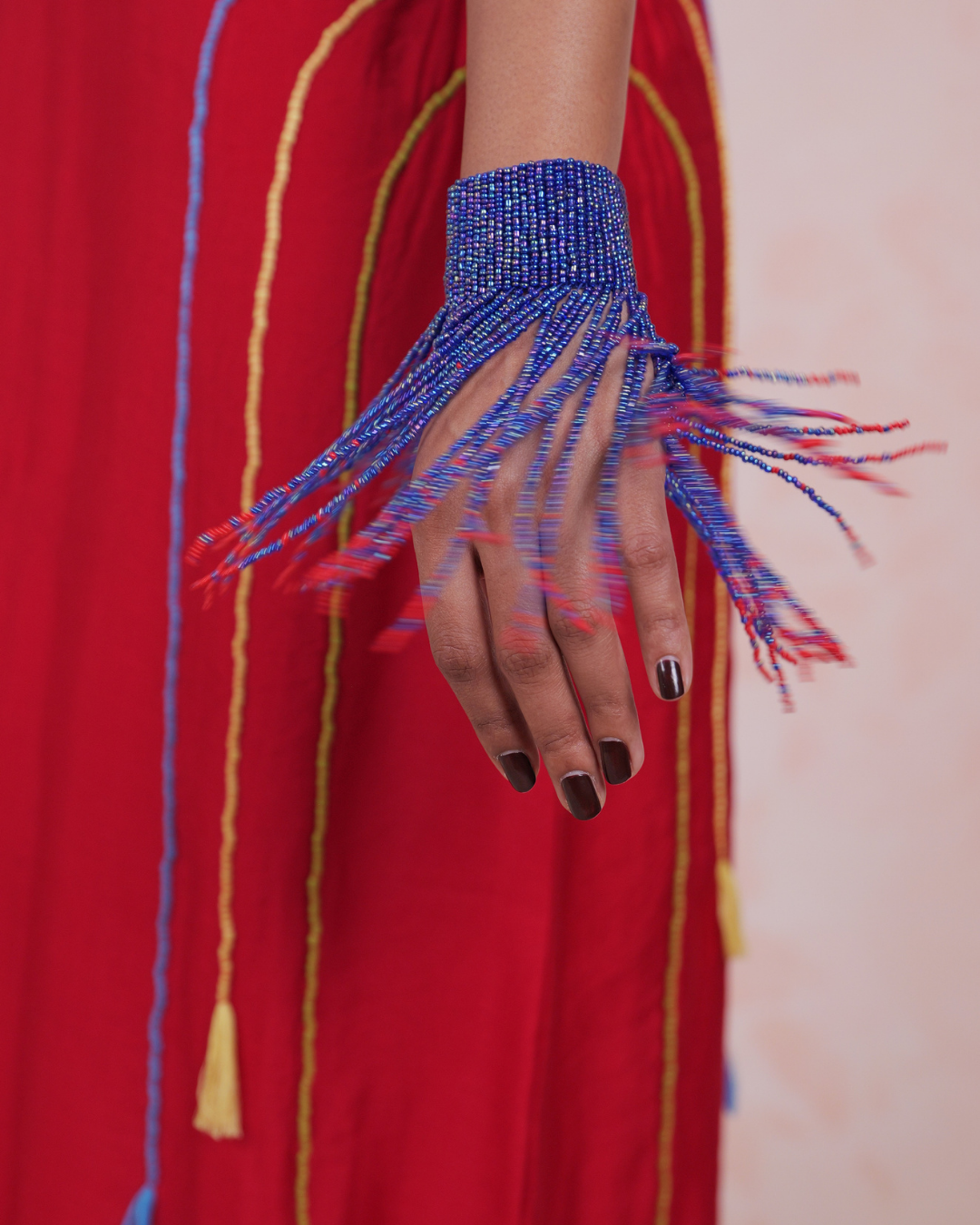 Sharini Beaded Blue Fringe Handcuff