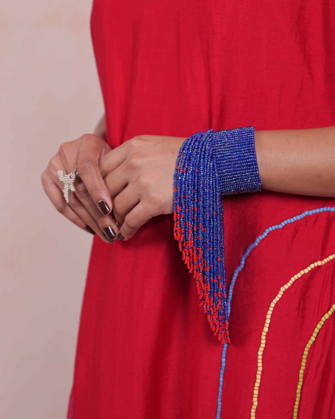 Sharini Beaded Blue Fringe Handcuff