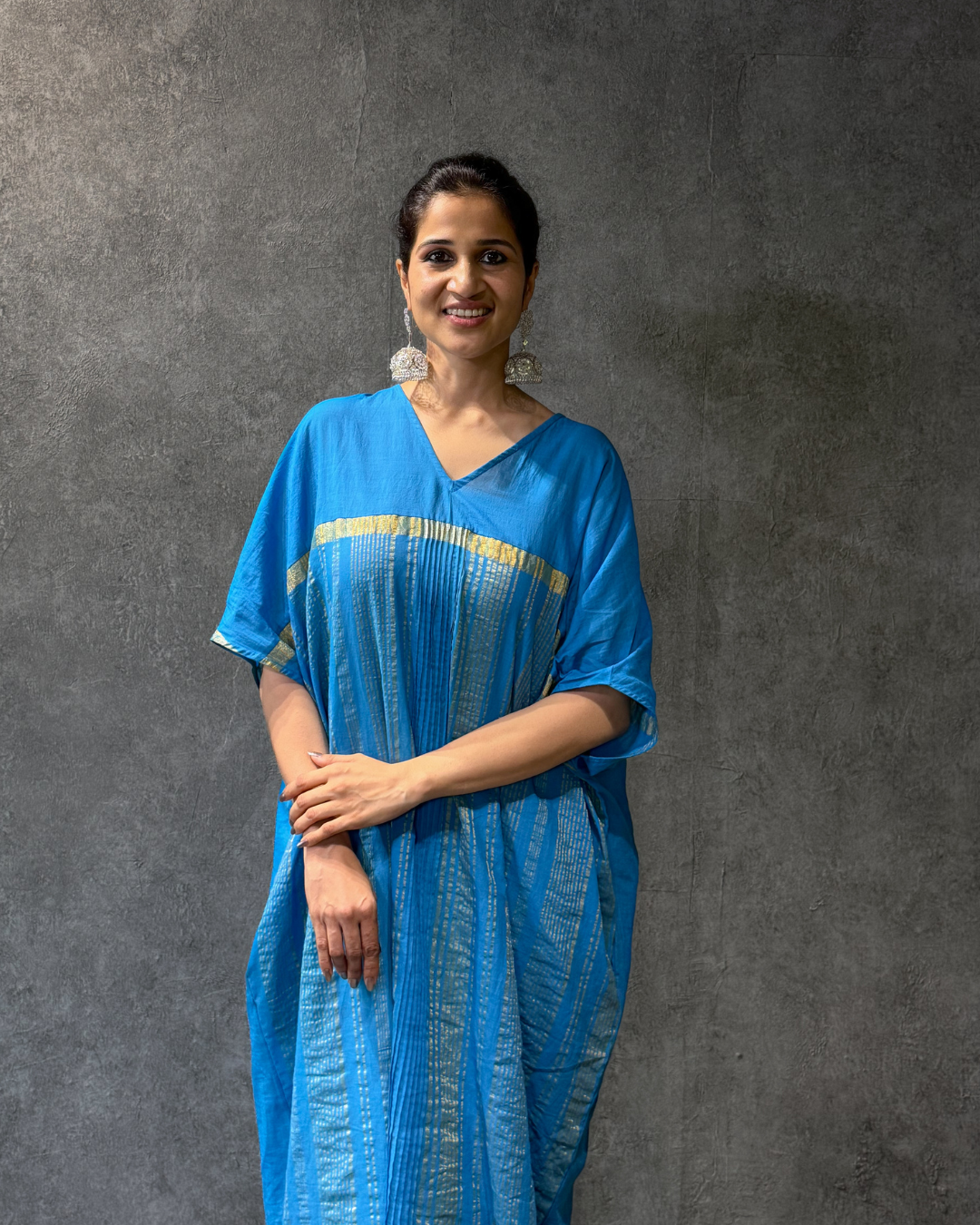 Neelambari Blue Kasavu Kaftan