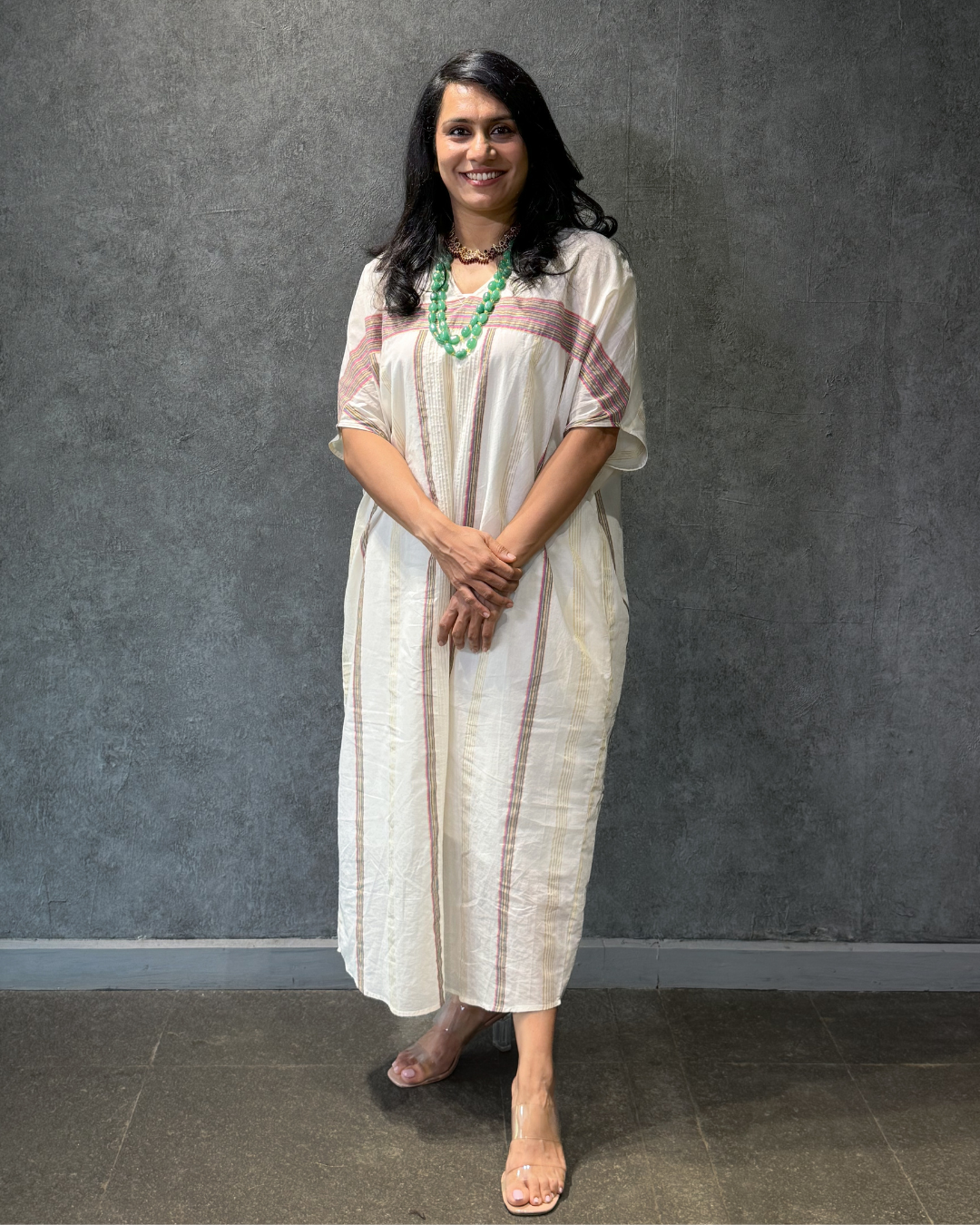 Kochuthankam White Kasavu Kaftan