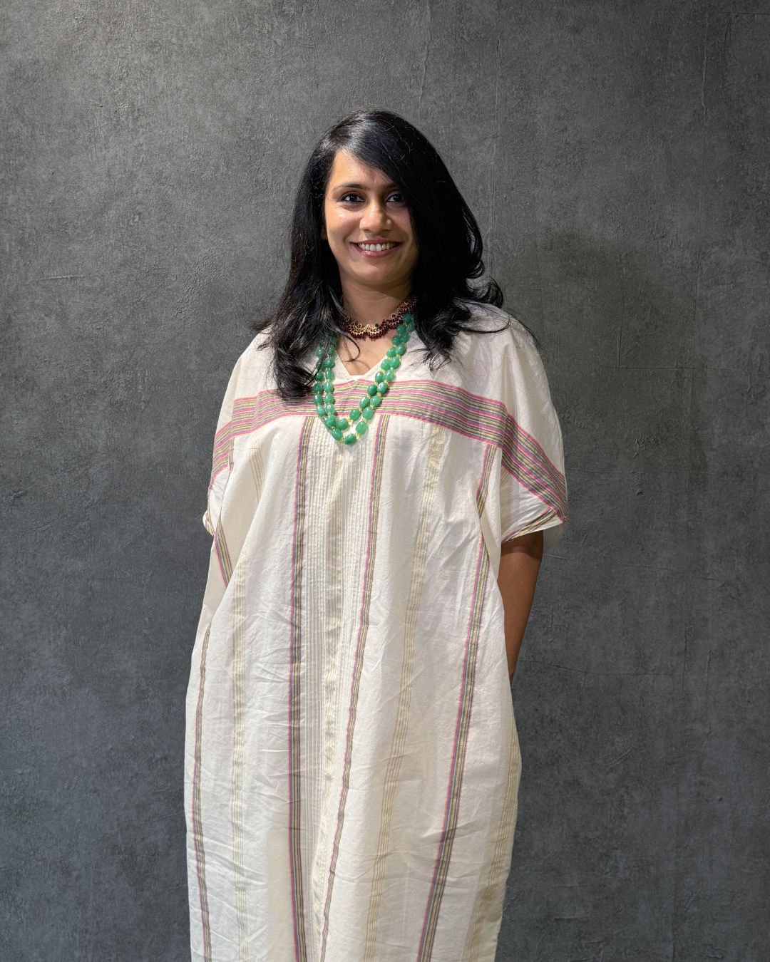 Kochuthankam White Kasavu Kaftan